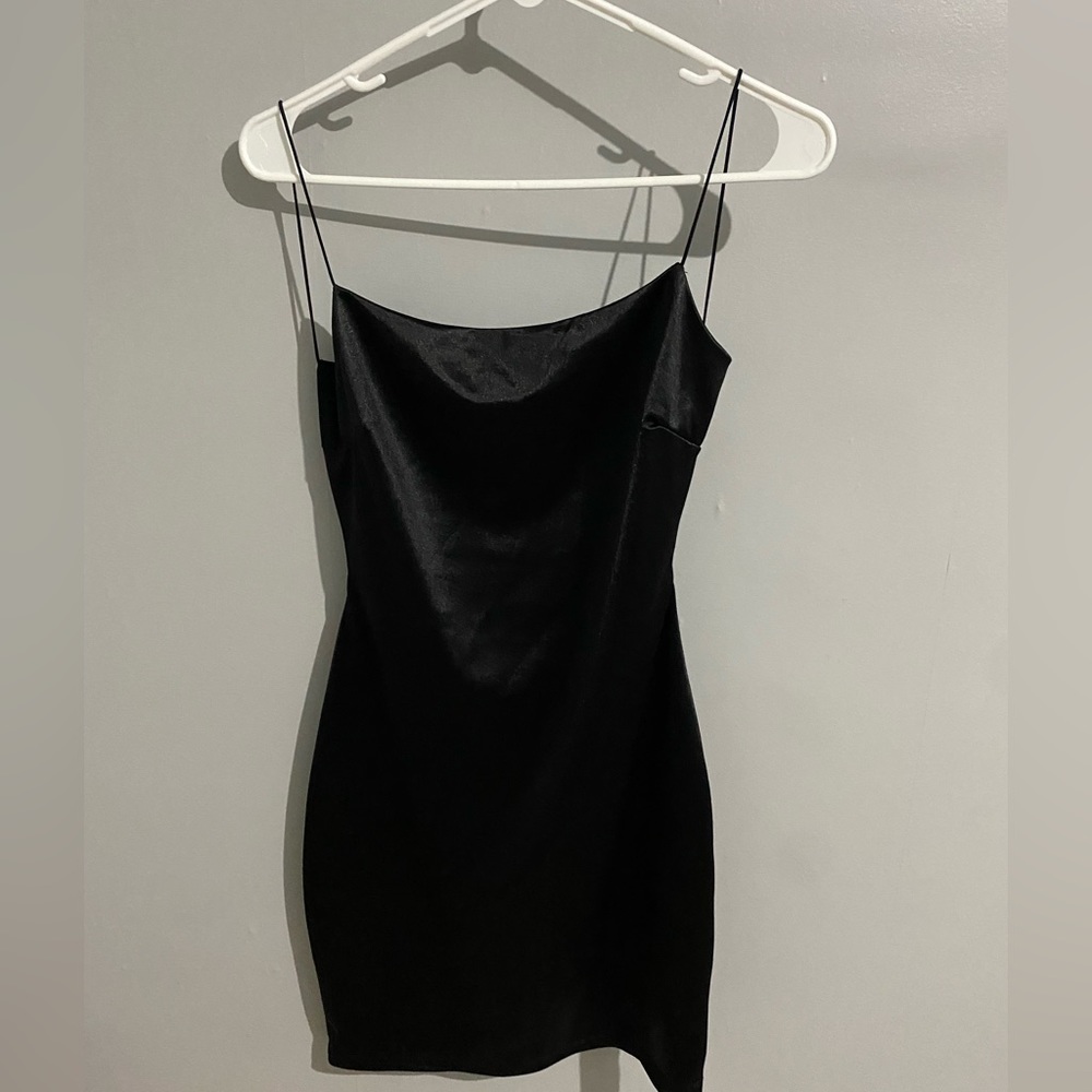 Womens Windsor Black Satin Mini Dress Size L
